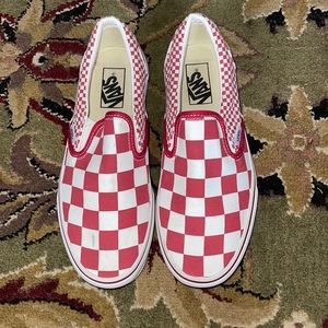 Red & White checkered slip on vans